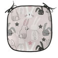 thumbnail image 1 of Easter Bunny Chair Seating Cushion, Cartoon Bunnies Hand Drawn Themed Stars, Soft Seat Pads for Office with Anti-slip Backing, 16"x16", Rose Charcoal Grey, by Ambesonne, 1 of 7