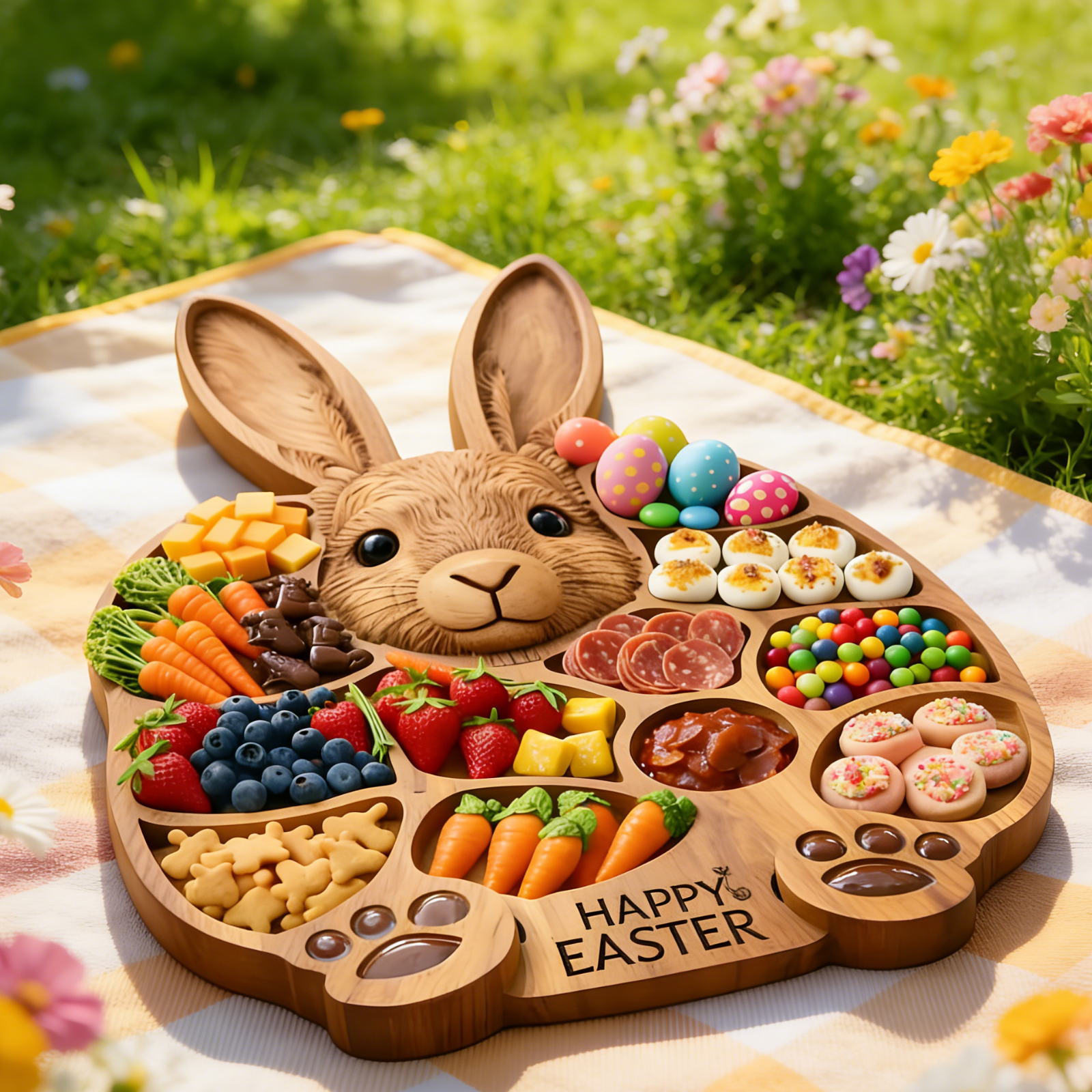 Easter Bunny Charcuterie Board - Premium Easter Bunny Head Serving ...