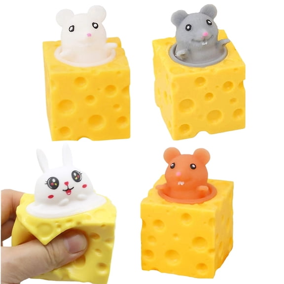 Easter Bunny Cheese Squishy, Cute Squishy Cheese Pop-Up Rabbit Squeeze Fidget Toys for Stress Relief Easter Basket Stuffers