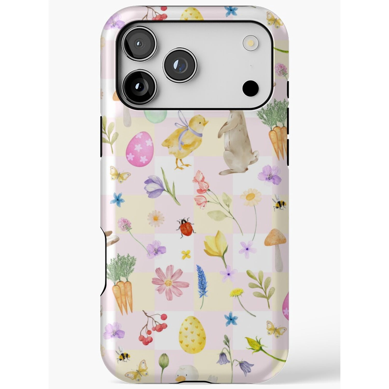 Easter Bunny, Chick, Eggs and Wildflowers Tough Case for Apple iPhone ...