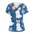 thumbnail image 1 of Easter Bunny Chicken Egg Print Short Sleeve T Shirt Cute Cartoon Festival Pattern V Neck Casual Tops Soft Lightweight Pullover Tees for Women Daily Holiday Wear, 1 of 4