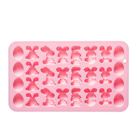 Easter Bunny Chocolate Mold – Flexible Silicone Candy & Cake Baking Tray for DIY Easter Treats, Pink Rabbit-Shaped Dessert Mold