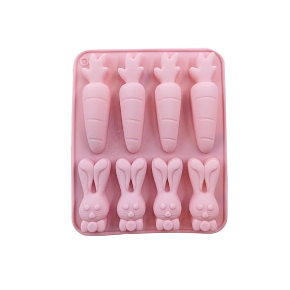 Easter Bunny Chocolate Mold, Silicone Cake and Candy Mold for Baking and DIY Easter Treats, Heat-Resistant, Non-Stick, Reusable, Pink Rabbit Egg Shape