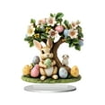 thumbnail image 1 of Easter Bunny Christmas Ornament,Rabbit Statue Figurine Indoor Outdoor Acrylic Panel Desk Centerpiece for Xmas Party Festival, 1 of 5