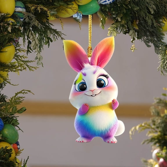 Easter Bunny Clearancce Cute Bunny Easter Doll Decoration Hanging Acrylic 2D Flat Keychain
