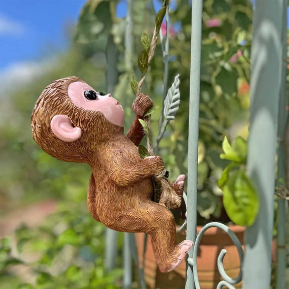 Easter Bunny Climbing Monkey Toy Figurine, Realistic Animal Ornament, Desktop Shelf Display for Home Living Room Window