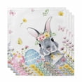 thumbnail image 1 of Easter Bunny Cloth Napkins, Blue Easter Eggs Spring Floral Butterflies Washable and Reusable Dinner Napkins Set of 4, Table Napkin for Kitchen Party Birthday Wedding Hotel Housewarming 20"x20", 1 of 9