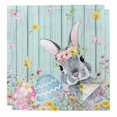 thumbnail image 1 of Easter Bunny Cloth Napkins, Blue Easter Eggs Spring Floral Teal Wooden Washable and Reusable Dinner Napkins Set of 2, Table Napkin for Kitchen Party Birthday Wedding Hotel Housewarming 20"x20", 1 of 9