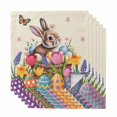 thumbnail image 1 of Easter Bunny Cloth Napkins, Colorful Eggs Spring Tulips Flower Vintage Washable and Reusable Dinner Napkins Set of 6, Table Napkin for Kitchen Party Birthday Wedding Hotel Housewarming 20"x20", 1 of 9