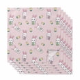 thumbnail image 1 of Easter Bunny Cloth Napkins, Cute Rabbits Eggs Spring Tulips Country Pink Washable and Reusable Dinner Napkins Set of 6, Table Napkin for Kitchen Party Birthday Wedding Hotel Housewarming 20"x20", 1 of 9