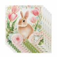 thumbnail image 1 of Easter Bunny Cloth Napkins, Pink Tulip Flowers Spring Leaves Rustic Botanical Washable and Reusable Dinner Napkins Set of 6, Table Napkin for Kitchen Party Birthday Wedding Hotel Housewarming 20"x20", 1 of 9