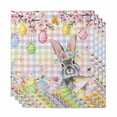 thumbnail image 1 of Easter Bunny Cloth Napkins, Spring Colorful Eggs Flower Branch Plaid Washable and Reusable Dinner Napkins Set of 4, Table Napkin for Kitchen Party Birthday Wedding Hotel Housewarming 20"x20", 1 of 9
