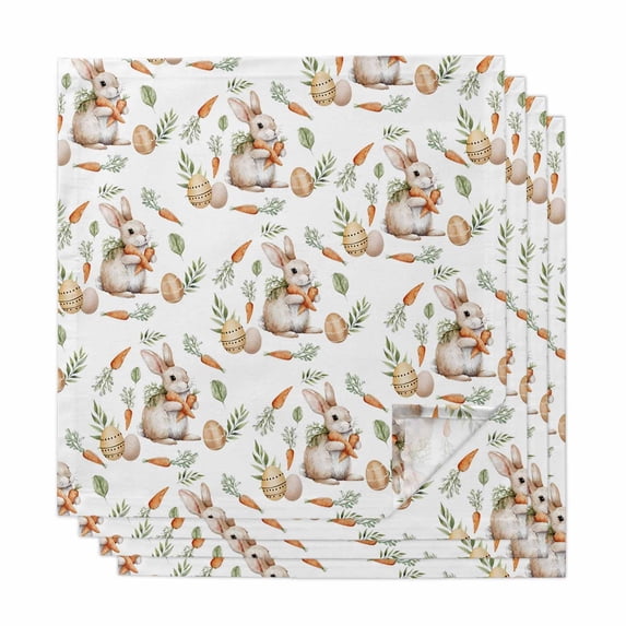 Easter Bunny Cloth Napkins, Spring Easter Eggs Botanical Washable and Reusable Dinner Napkins Set of 4, Table Napkin for Kitchen Party Birthday Wedding Hotel Housewarming 20"x20"