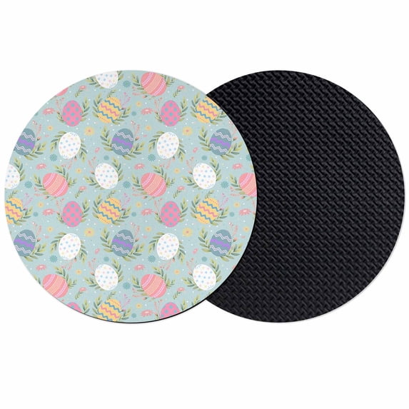 Easter Bunny Coasters Set of 2, Absorbent Coasters for Drinks, Colorful Eggs Spring Leaves Daisy Blue Coaster for Desk Coffee Table Protection, Home Decor House Warming Gifts 4"