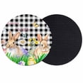 thumbnail image 1 of Easter Bunny Coasters Set of 2, Absorbent Coasters for Drinks, Spring Easter Eggs Chicken Black White Plaid Coaster for Desk Coffee Table Protection, Home Decor House Warming Gifts 4", 1 of 8