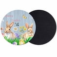 thumbnail image 1 of Easter Bunny Coasters Set of 2, Absorbent Coasters for Drinks, Spring Easter Eggs Chicken Blue Wood Coaster for Desk Coffee Table Protection, Home Decor House Warming Gifts 4", 1 of 8
