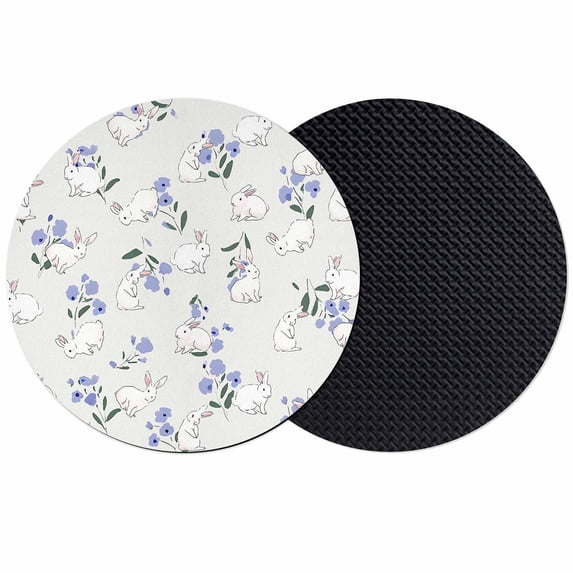 Easter Bunny Coasters Set of 2, Absorbent Coasters for Drinks, Spring Purple Flower Rustic Rabbit Farmhouse Coaster for Desk Coffee Table Protection, Home Decor House Warming Gifts 4"