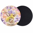 thumbnail image 1 of Easter Bunny Coasters Set of 2, Absorbent Coasters for Drinks, Spring Purple Flowers Scarf Rabbit Pastoral Coaster for Desk Coffee Table Protection, Home Decor House Warming Gifts 4", 1 of 8