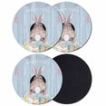 thumbnail image 1 of Easter Bunny Coasters Set of 4, Absorbent Coasters for Drinks, Eggs Cute Rabbit Purple Wooden Grain Rustic Coaster for Desk Coffee Table Protection, Home Decor House Warming Gifts 4", 1 of 8
