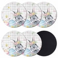 thumbnail image 1 of Easter Bunny Coasters Set of 6, Absorbent Coasters for Drinks, Blue Easter Eggs Spring Floral Grey Plaid Coaster for Desk Coffee Table Protection, Home Decor House Warming Gifts 4", 1 of 8