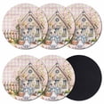 thumbnail image 1 of Easter Bunny Coasters Set of 6, Absorbent Coasters for Drinks, Colorful Eggs Spring Flowers Pastoral Pink Plaid Coaster for Desk Coffee Table Protection, Home Decor House Warming Gifts 4", 1 of 8