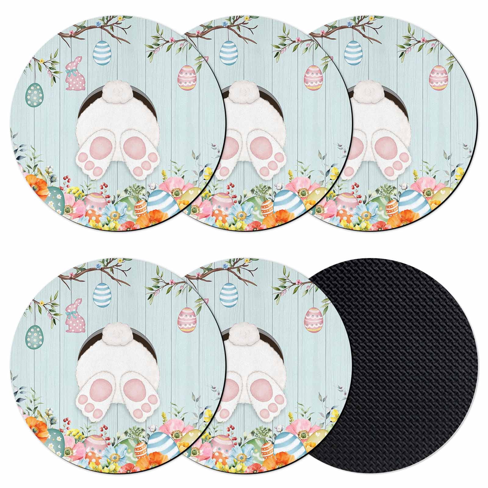 Easter Bunny Coasters Set of 6, Absorbent Coasters for Drinks, Easter ...