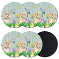 thumbnail image 1 of Easter Bunny Coasters Set of 6, Absorbent Coasters for Drinks, Spring Easter Eggs Floral Teal Wood Coaster for Desk Coffee Table Protection, Home Decor House Warming Gifts 4", 1 of 8