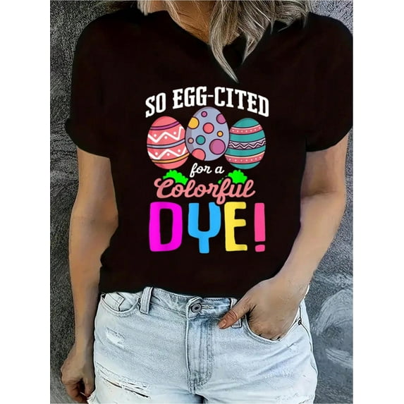 Easter Bunny Colorful Easter Egg Dye Rabbit Egg Hunt T-Shirt, Women's Clothing Tee For Adult, Men, Women, Teen, Teenager, Adolescent, Youth