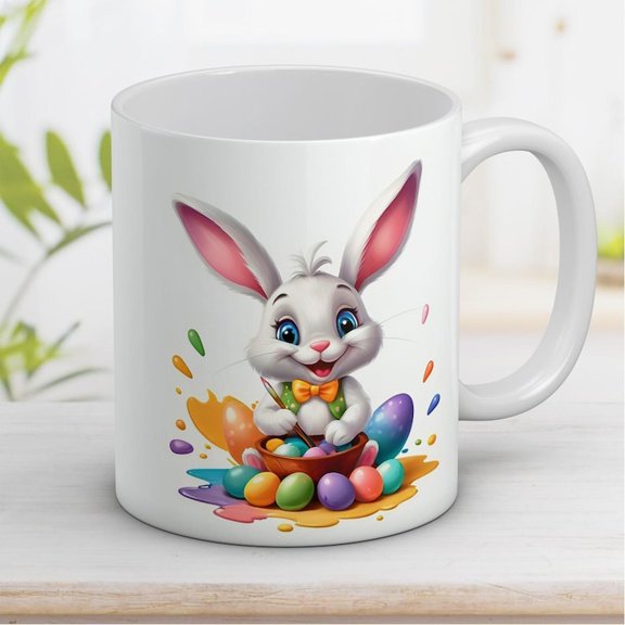 Easter Bunny Coloring Eggs Mug Wrap ( )
