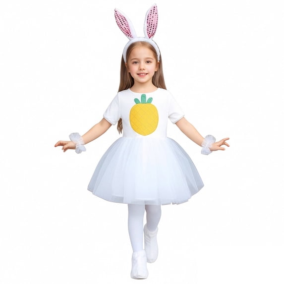 Easter Bunny Kids Short Sleeve Tutu Tulle Dresses and Headband Set Dress up Party Outfit Girls 8-9 Years Clothes