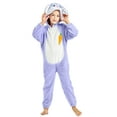 thumbnail image 1 of Easter Bunny Costume Purple Onesie Jumpsuit for Children Girls, Hooded Animal Romper Flannel Pajamas 3-12Years, 1 of 7