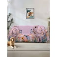 thumbnail image 1 of Easter Bunny Couch Cover, Pink Rabbit Spring Flowers Leaves Rustic Plants Sofa Cover Blanket for 2 Seat Cushion, Sectional Sofa Slipcover Furniture Protector for Living Room Bedroom 71''x102'', 1 of 9