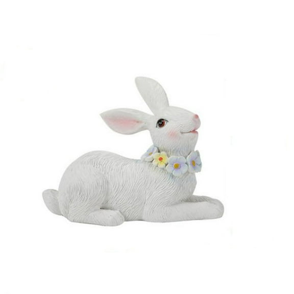 Easter Bunny Couple Figurines – Set of 2 White Resin Rabbits, Sitting & Lying Pose, Symbolic Spring Decor for Home, Garden, Shelf or Holiday Gift