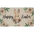 thumbnail image 1 of Easter Bunny Crossing Decorative Front Door Mat, Rabbit Flowers Floral Doormat Indoor Outdoor Non-Slip Floor Entryway Rug, Spring Holiday Home Kitchen Decoration 17x29 Inch, 1 of 6