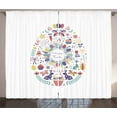 thumbnail image 1 of Easter Bunny Curtains 2 Panels Set, Cursive Happy Easter Typography Spring Season Bells Baskets Rabbits Tea Time, Window Drapes for Living Room Bedroom, 108"W X 63"L,Multicolor, by Ambesonne, 1 of 3