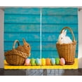 thumbnail image 1 of Ambesonne Easter Bunny Curtains 2 Panel Set, Rabbits in Baskets, 108" x 96", Multicolor, 1 of 3