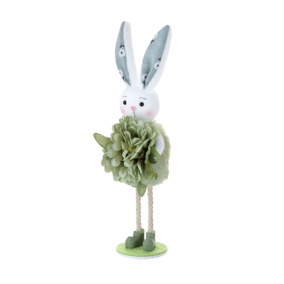 Easter Bunny Decor, 8.66" Rabbit Outdoor Decorations with Flowers for Porch, Standing Easter Bunnies Statue Topiary for Home Indoor Farmhouse Spring Decor