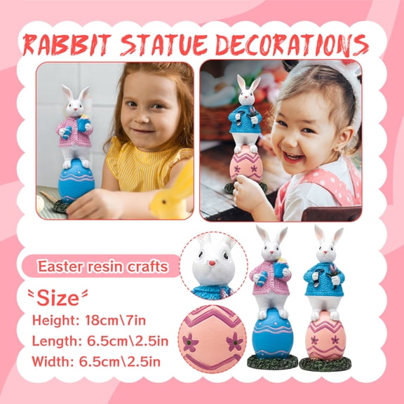 Easter Bunny Decor, Cartoon Rabbit With Easter Egg Tabletop Decoration, Pink Poly Spring Home Decor For Living Room, Bedroom, Office, Easter Party, Holiday Gift, Indoor