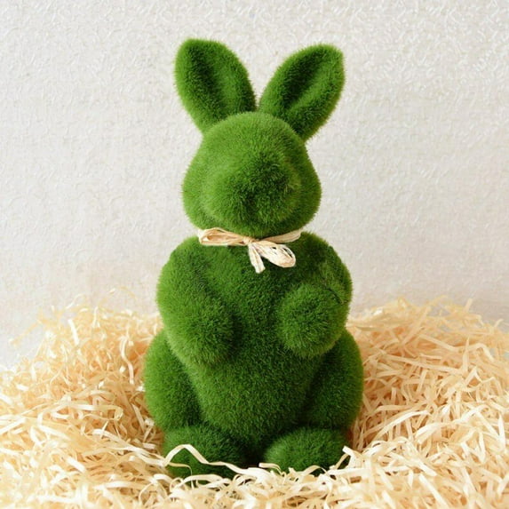 Easter Bunny Decor, Faux Moss Bunny Figurines for Spring Decor,Cute Animals Figurines as Easter Decorations for Table Shelf or Party Supplies