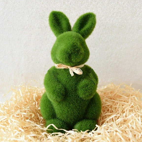 Easter Bunny Decor, Faux Moss Bunny Figurines for Spring Decor,Cute Animals Figurines as Easter Decorations for Table Shelf or Party Supplies