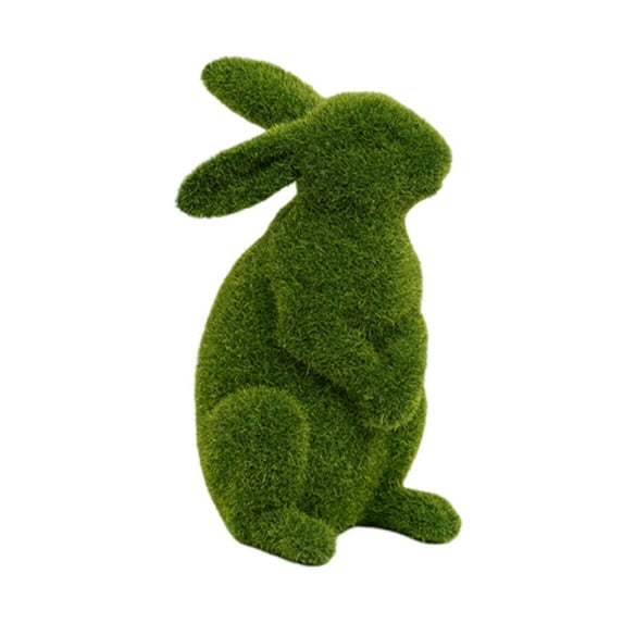Easter Bunny Decor, Flocked Bunny Moss Bunnies Spring Decor Resin Rabbit Figurines for Table Desk Easter Decorations