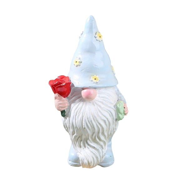Easter Bunny Decor – Gray Rose Adorned Ceramic Dwarf Figurine for Holiday Tabletop, Garden & Indoor Easter Decor, 3.5 Inch