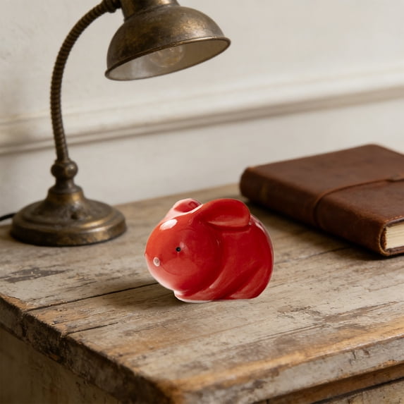 Easter Bunny Decor Minimalist White Rabbit Figurine Smooth Ceramic Colored Rabbit Ornaments Desktop Mantel Decor for Home