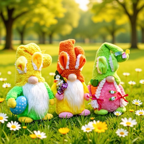 Easter Bunny Decor Rabbit Ears Faceless Gnome Doll, Led Lighted Dwarf Figurine Easter Decor, Adorable Lovely Easter Toys Festive Spring Decor for Home and Party Display, A