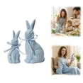 thumbnail image 1 of Easter Bunny Decor Set of 2, Woven Texture Rabbit Figurines with Matching Satin Bows, Spring Home Decor for Tabletop Mantel Shelf, Perfect Easter Gifts and Holiday Accents, 1 of 9