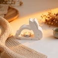 thumbnail image 1 of Easter Bunny Decor​ White Rabbit Candle Holder Gypsum Mould with Elegant Curved Contour Warm Glowing Atmosphere Classic Holiday Tabletop Centerpiece, 1 of 4