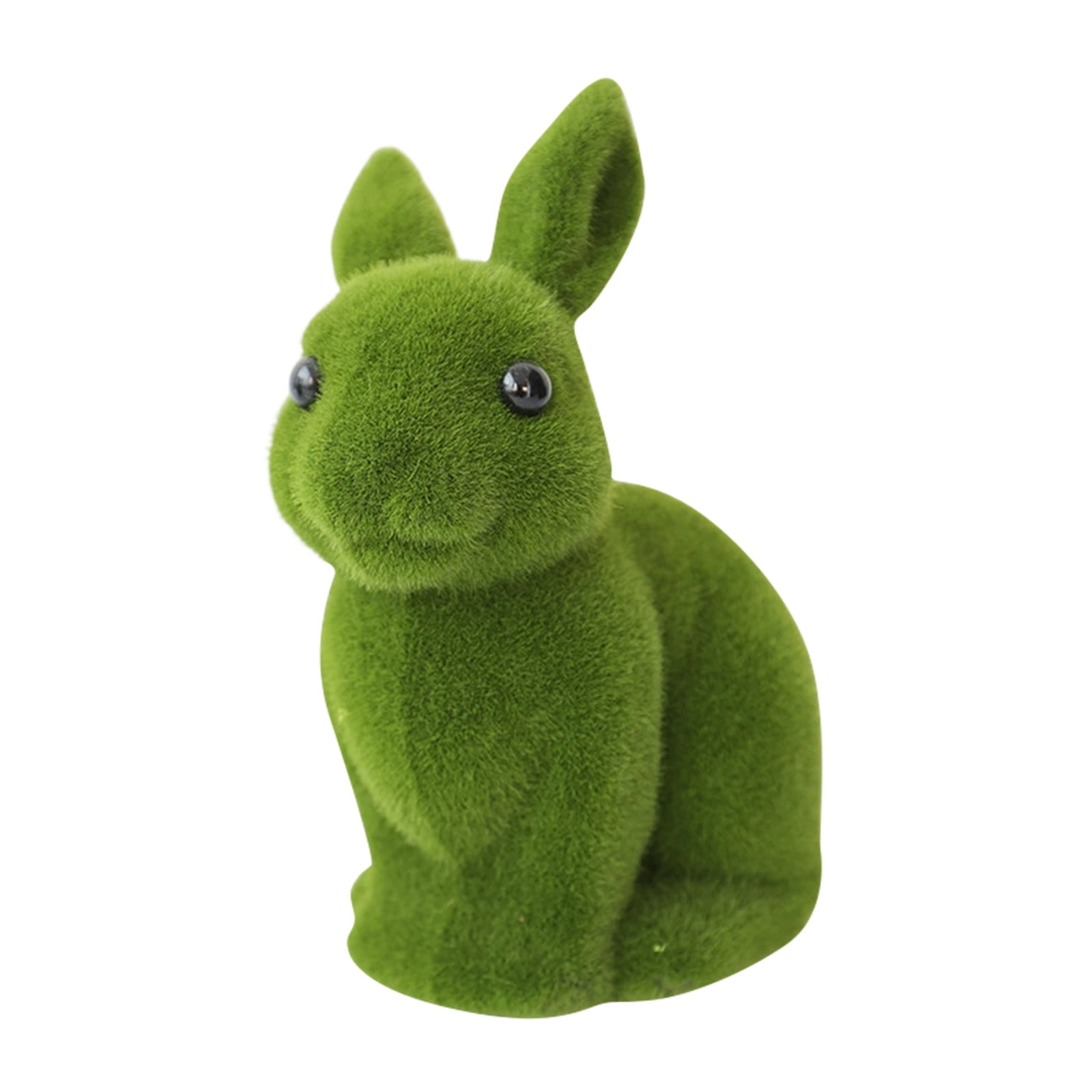 Easter Bunny Decoration, Artificial Moss Green Flocking Rabbit Sculpture for Garden, Spring Easter Party Decor, Home Table Decoration, Family Gathering Gift & Baking Centerpiece Ornament