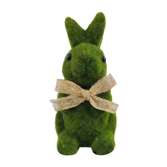Easter Bunny Decoration, Green Foam Rabbit Figurine with Bow, Spring Garden Party Ornament for Home Decor, Festive Indoor Shelf Display, Durable Lightweight Resin Easter Display for Adults, 10 Inches