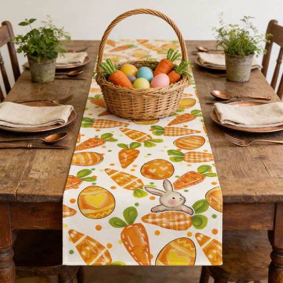 Easter Bunny Decoration Indoor Outdoor Tablecolth Easter Table Runner Spring-themed Table Runner With Rabbits And Made Of Linen Material Suitable For Easter Home Decoration