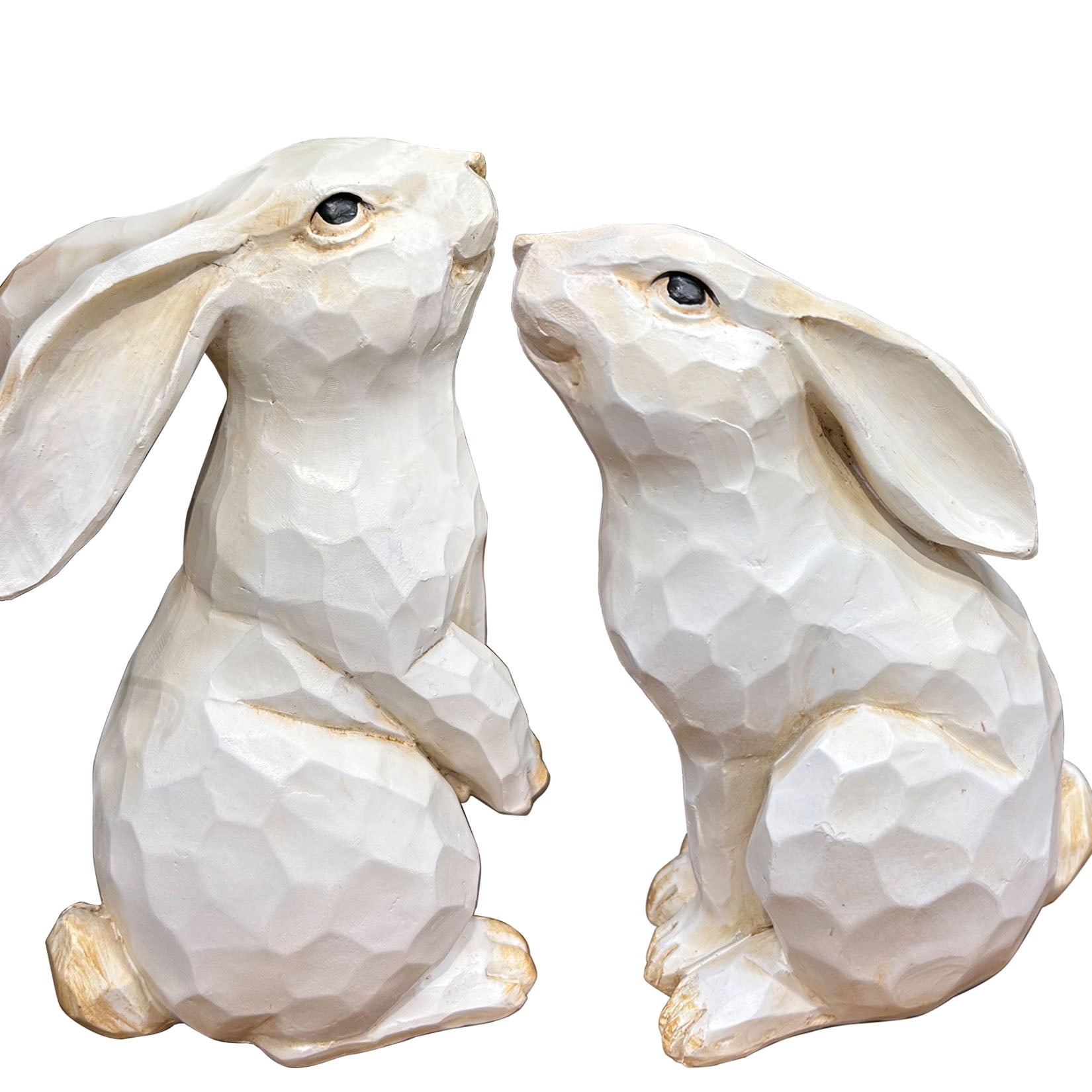 Easter Bunny Decoration, Set of 2 Decorative Farmhouse White Rabbit ...